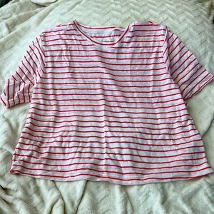 Crop summer red and white striped t shirt XL